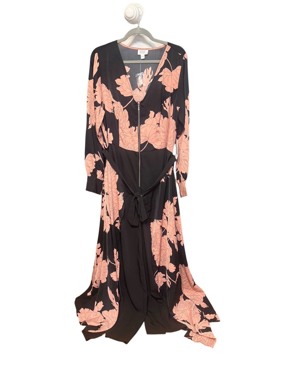 Unique Vintage V-Neck 2 Piece Long Sleeve Jumpsuit Dress Combo‎ Size 2X/18 NWT